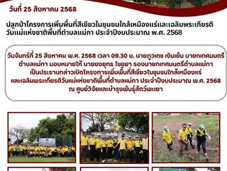 25.08.68 ปลูกป่าโครงการเพิ่มพื้นที่สีเขียวในชุมชนใกล้เหมืองแร่และเฉลิมพระเกียรติวันแม่แห่งชาติพื้นที่ตำบลแม่กา ประจำปีงบประมาณ พ.ศ. 2568